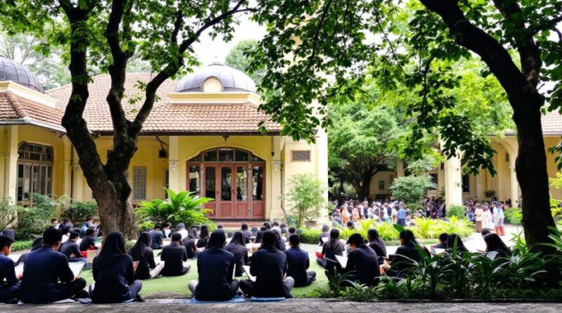 Pesantren dengan siswa menghafal Quran di Bandung.