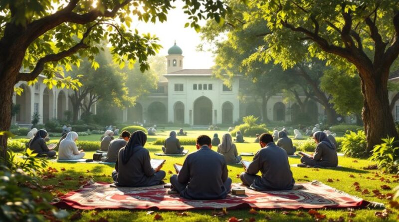 Santri belajar Al-Qur'an di pondok pesantren.