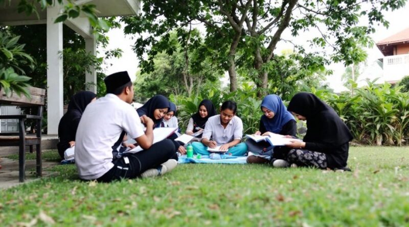 Siswa belajar di Pondok Pesantren Selamat dengan alam.